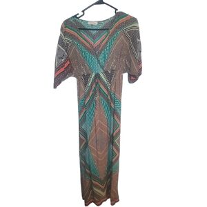 Calvin Klein Maxi Dress Kimono Style  Empire Waist Size S EUC